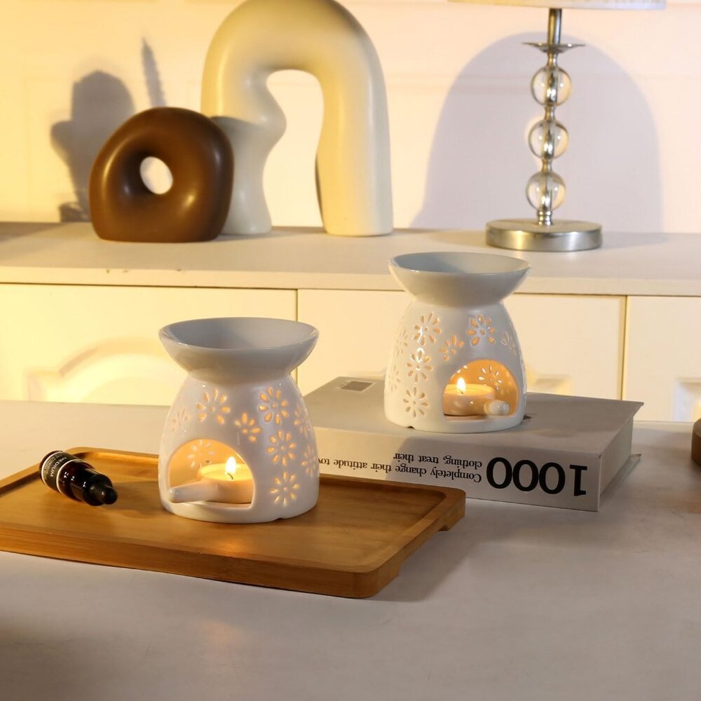 Ceramic Tea Light Candle Holder, Essential Oil Burner Wax Melt Burner, Incense A - Picture 6 of 9